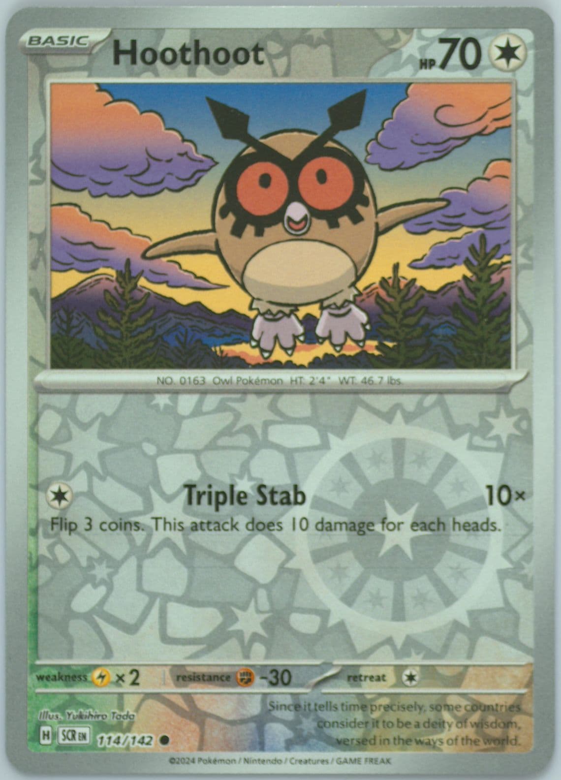 Hoothoot Reverse Holo (114) 2024 Pokemon Scr EN-Stellar Crown