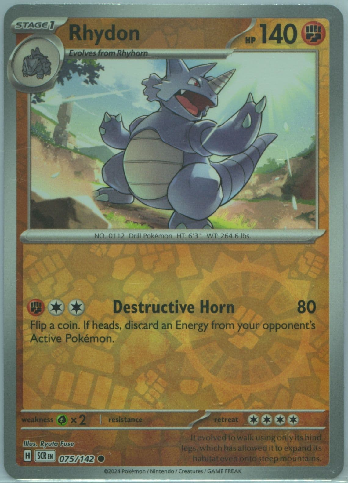 Rhydon Reverse Holo (075) 2024 Pokemon Scr EN-Stellar Crown