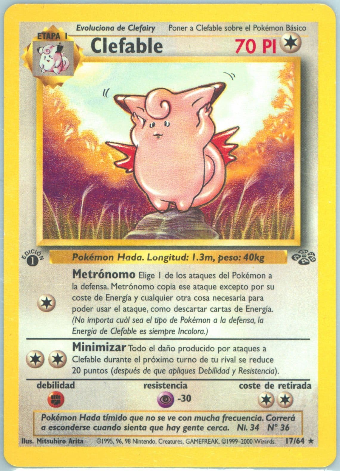 Clefable 1st Edition (17) 2000 Pokemon Spanish Jungle