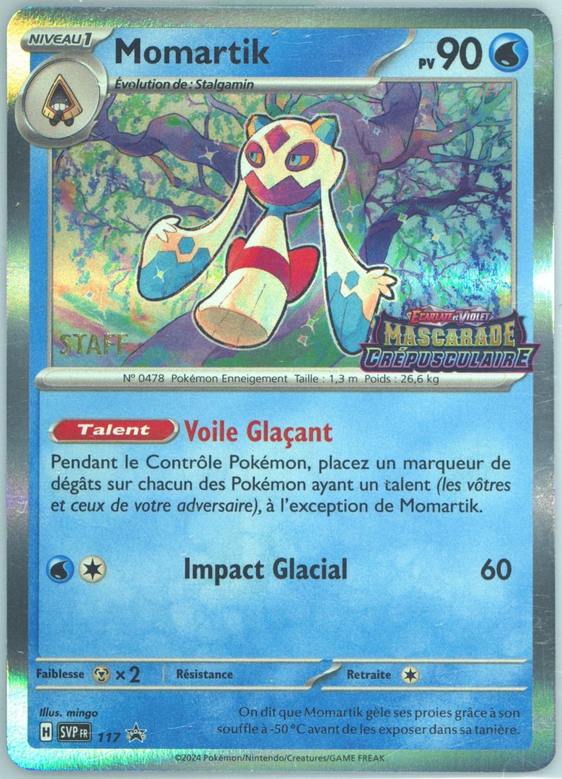 Froslass Twilight Masquerade Prerelease-Staff (117) 2024 Pokemon French Svp FR-SV Black Star Promo