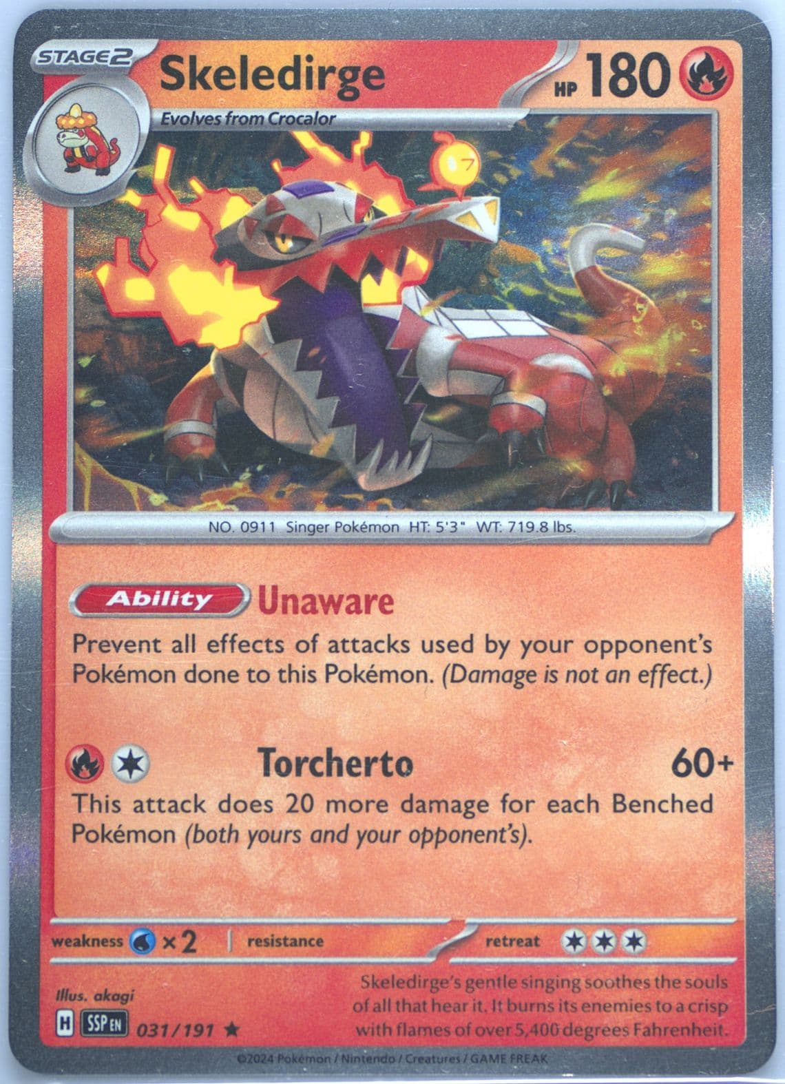 Skeledirge (031) 2024 Pokemon Ssp EN-Surging Sparks