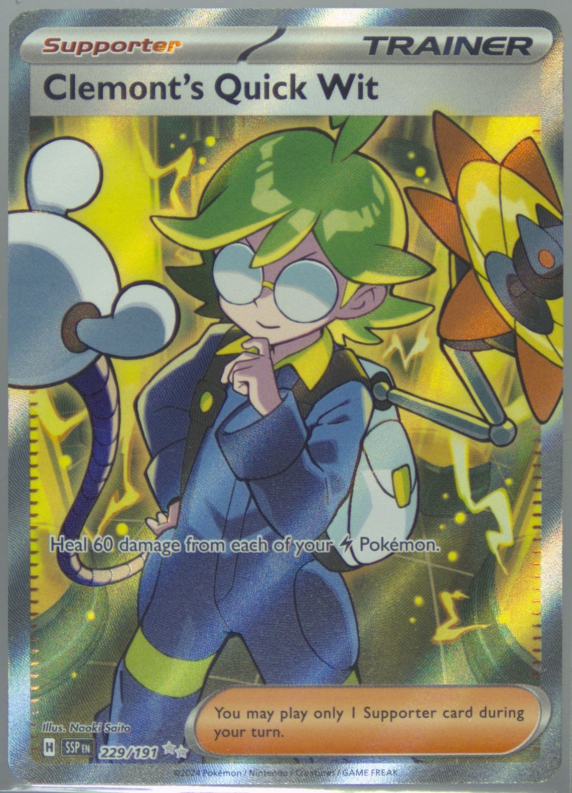 Clemont's Quick Wit Ultra Rare (229) 2024 Pokemon Ssp EN-Surging Sparks
