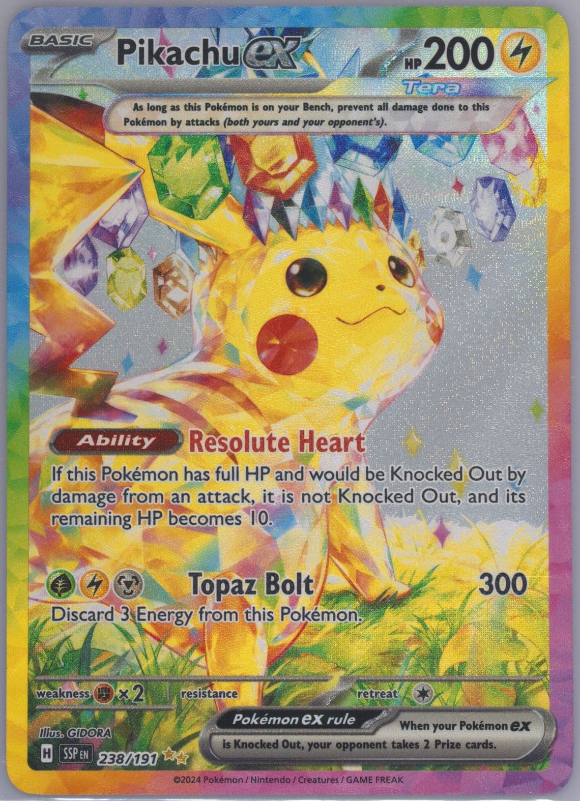 Pikachu EX Special Illustration Rare (238) 2024 Pokemon Ssp EN-Surging Sparks