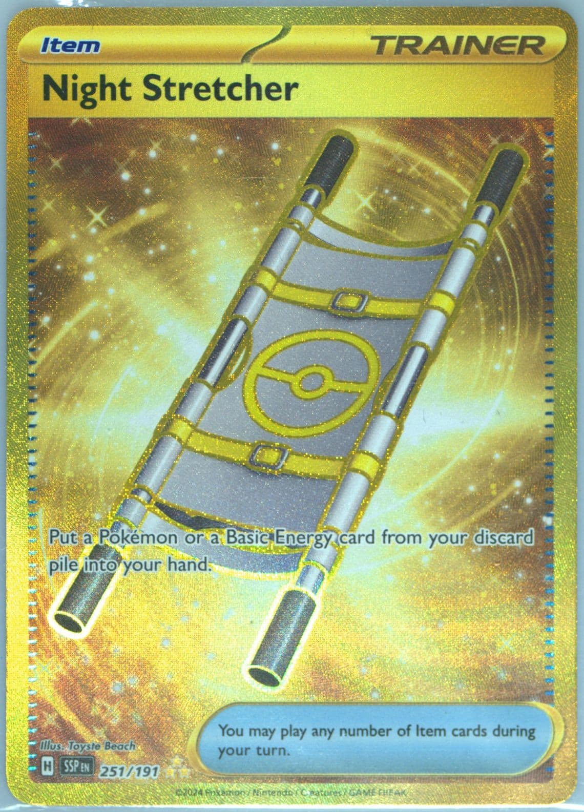 Night Stretcher Hyper Rare (251) 2024 Pokemon Ssp EN-Surging Sparks