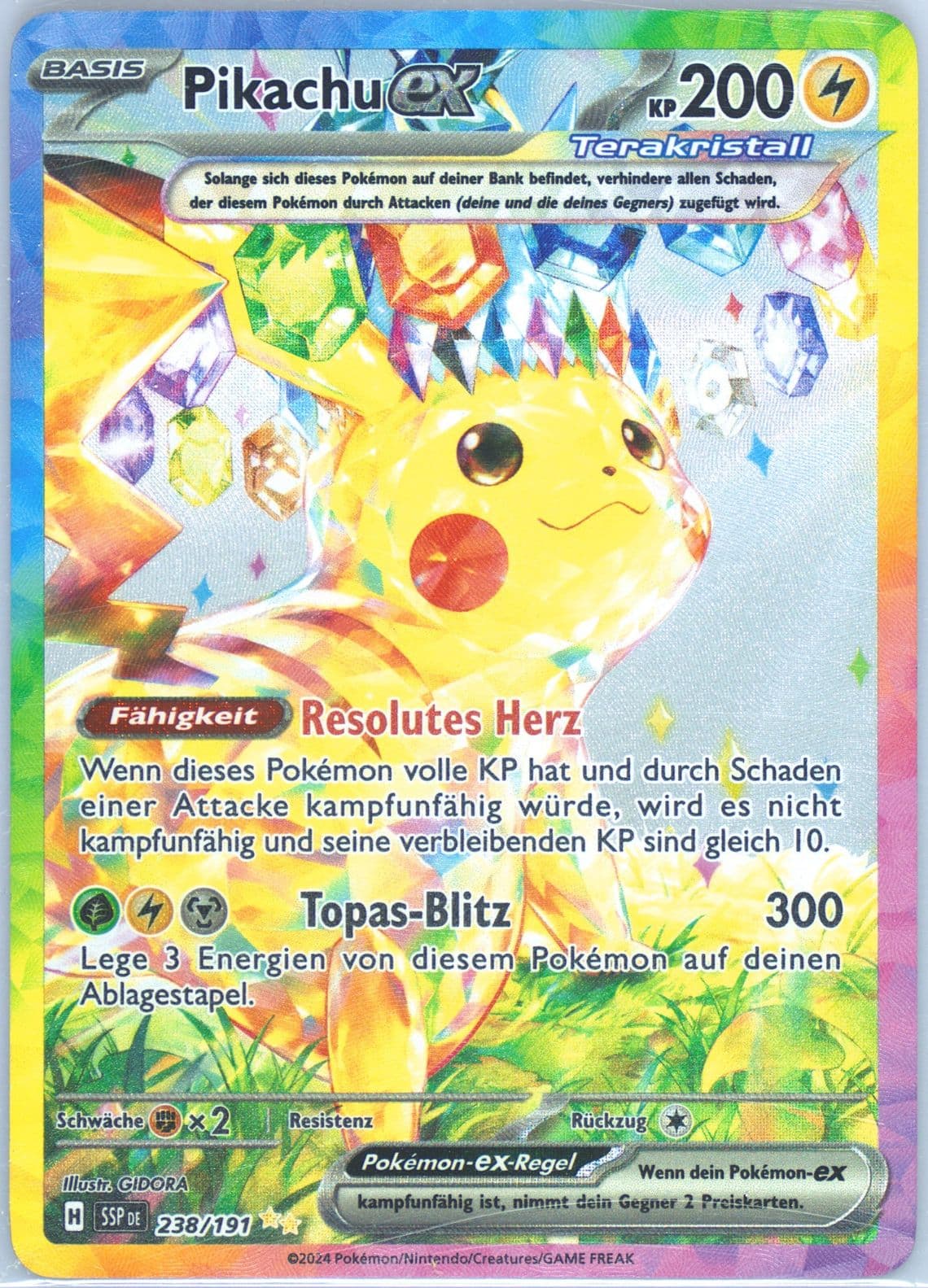 Pikachu EX Special Illustration Rare (238) 2024 Pokemon German Ssp de-Surging Sparks