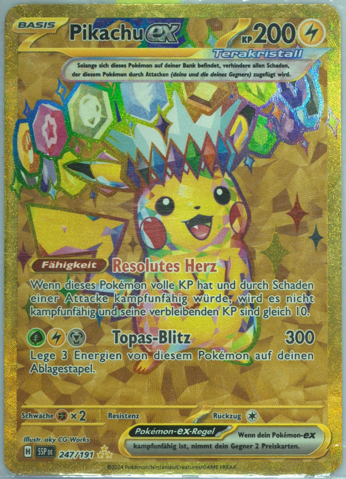 Pikachu EX Hyper Rare (247) 2024 Pokemon German Ssp de-Surging Sparks