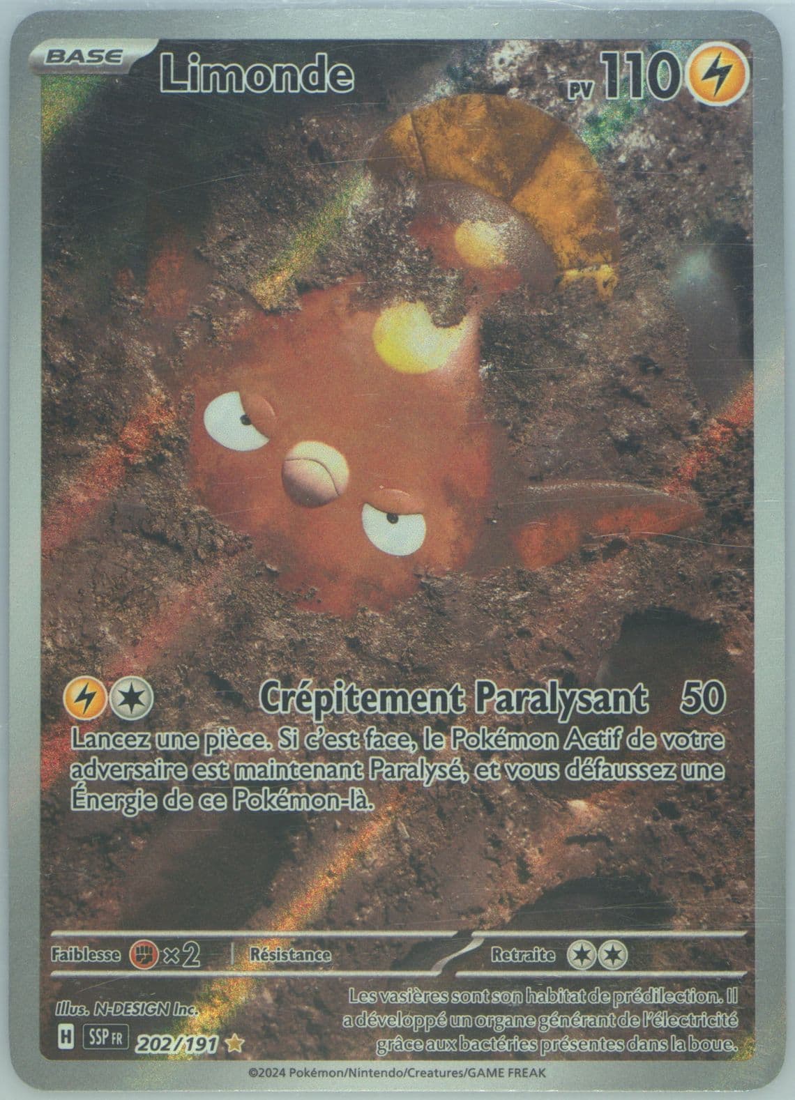 Stunfisk Illustration Rare (202) 2024 Pokemon French Ssp FR-Surging Sparks