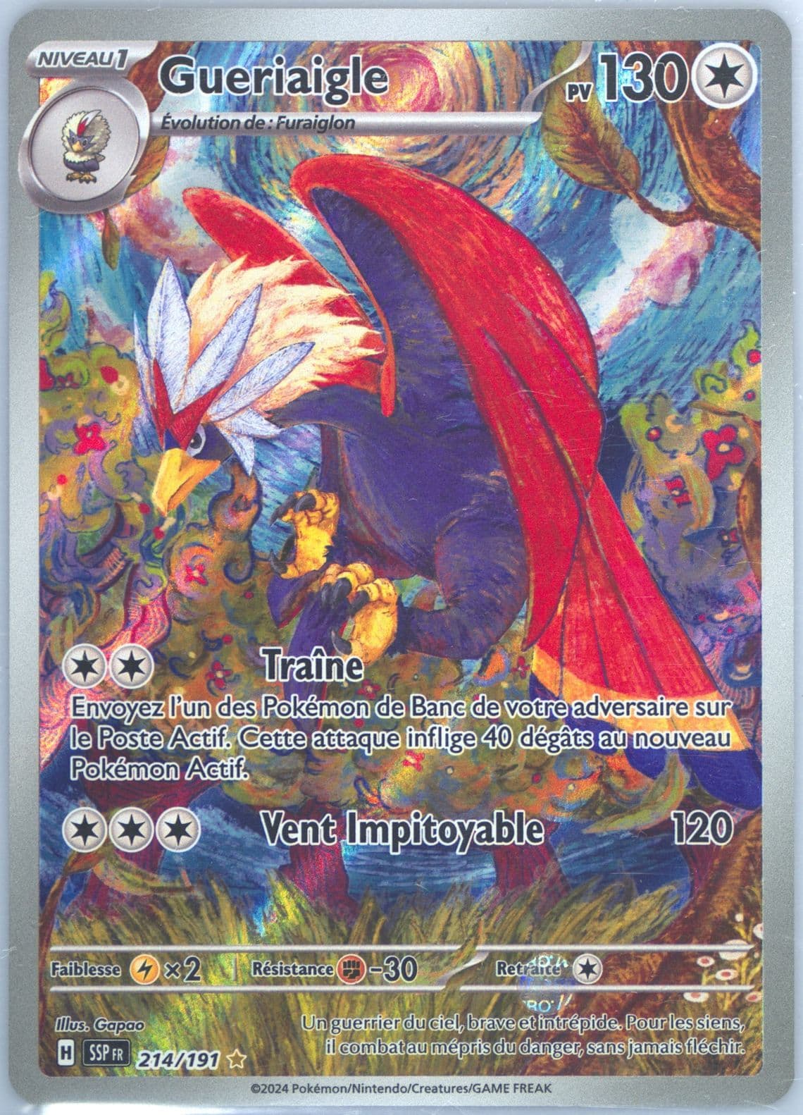 Braviary Illustration Rare (214) 2024 Pokemon French Ssp FR-Surging Sparks