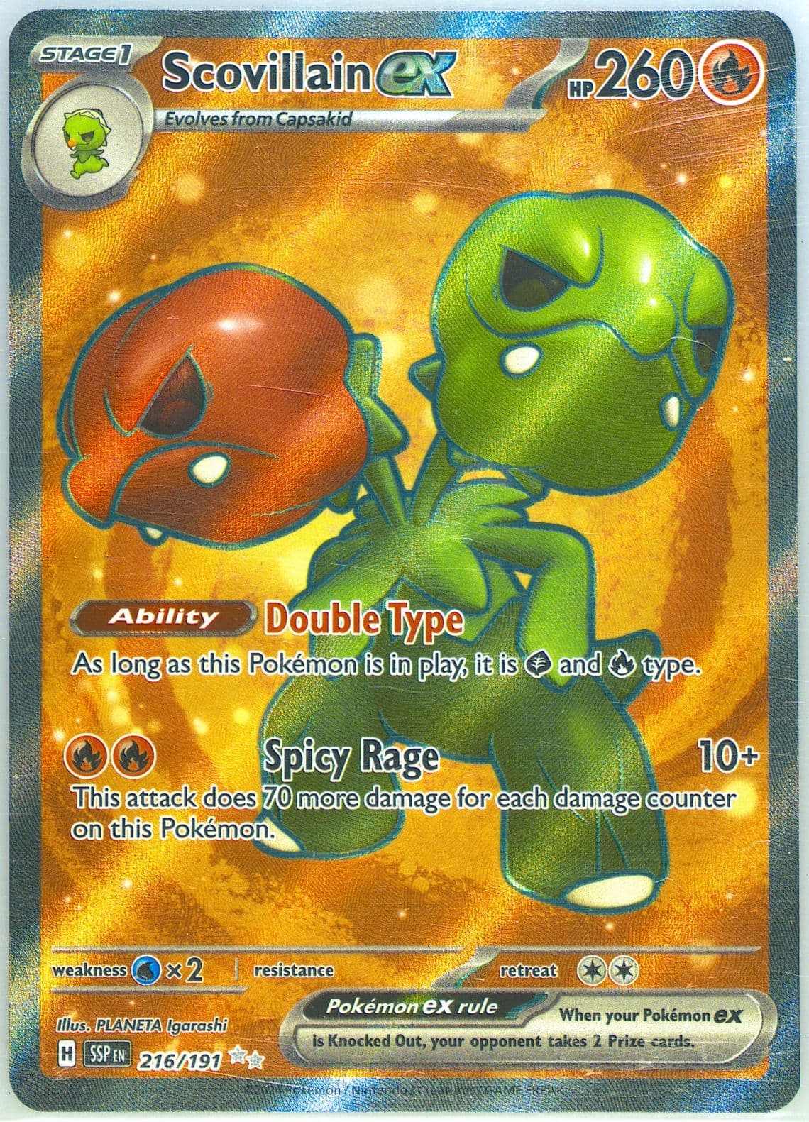 Scovillain EX Ultra Rare (216) 2024 Pokemon French Ssp FR-Surging Sparks