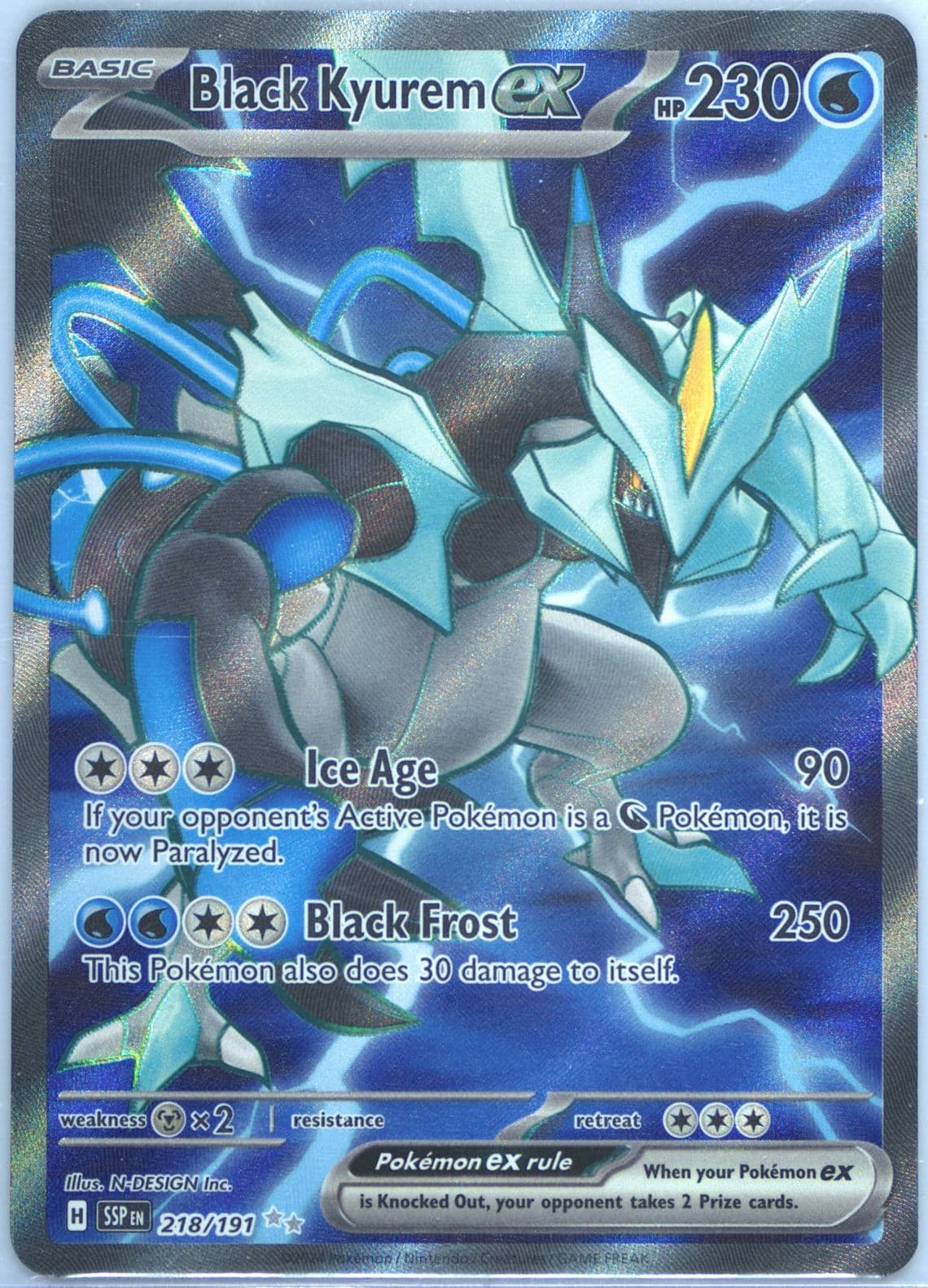 Black Kyurem EX Ultra Rare (218) 2024 Pokemon French Ssp FR-Surging Sparks