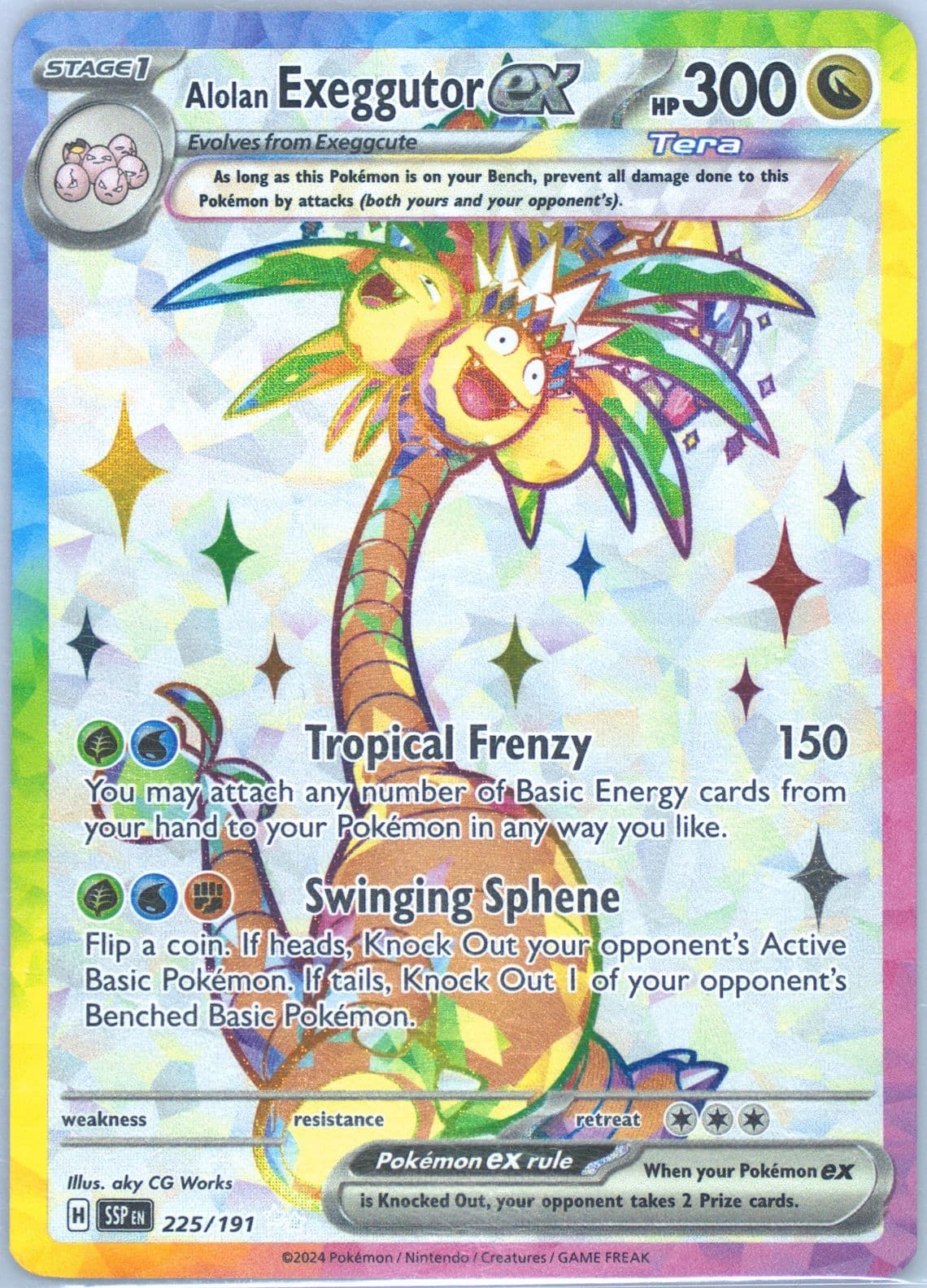 Alolan Exeggutor EX Ultra Rare (225) 2024 Pokemon French Ssp FR-Surging Sparks