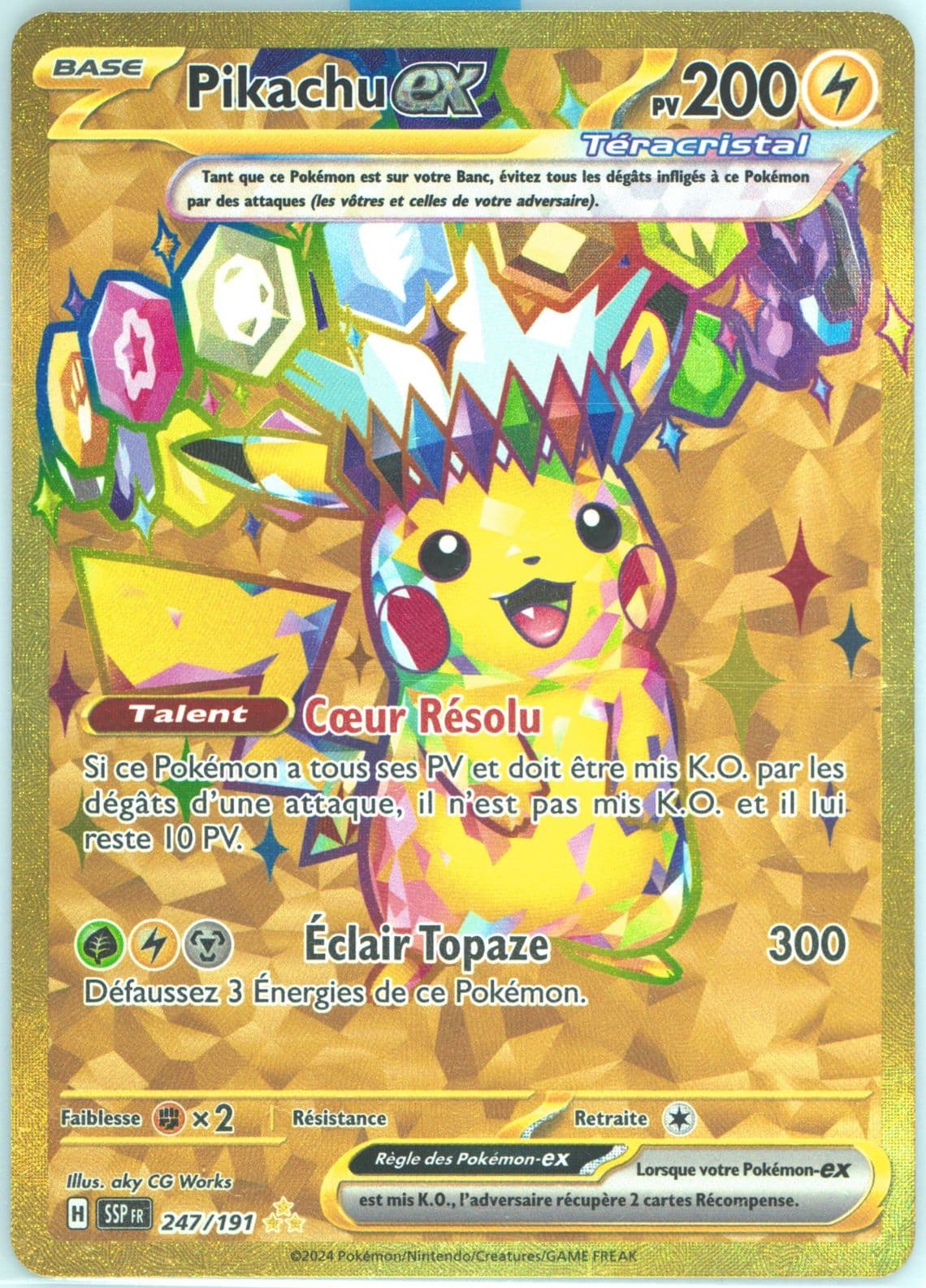 Pikachu EX Hyper Rare (247) 2024 Pokemon French Ssp FR-Surging Sparks