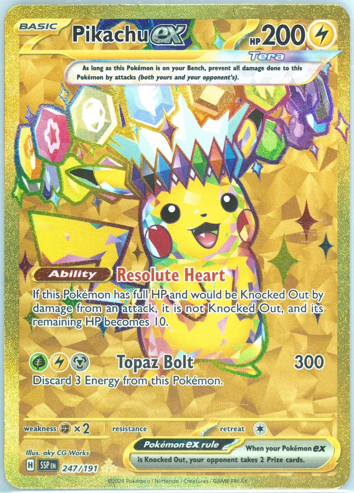 Pikachu EX Hyper Rare (247) 2024 Pokemon Italian Ssp It-Surging Sparks