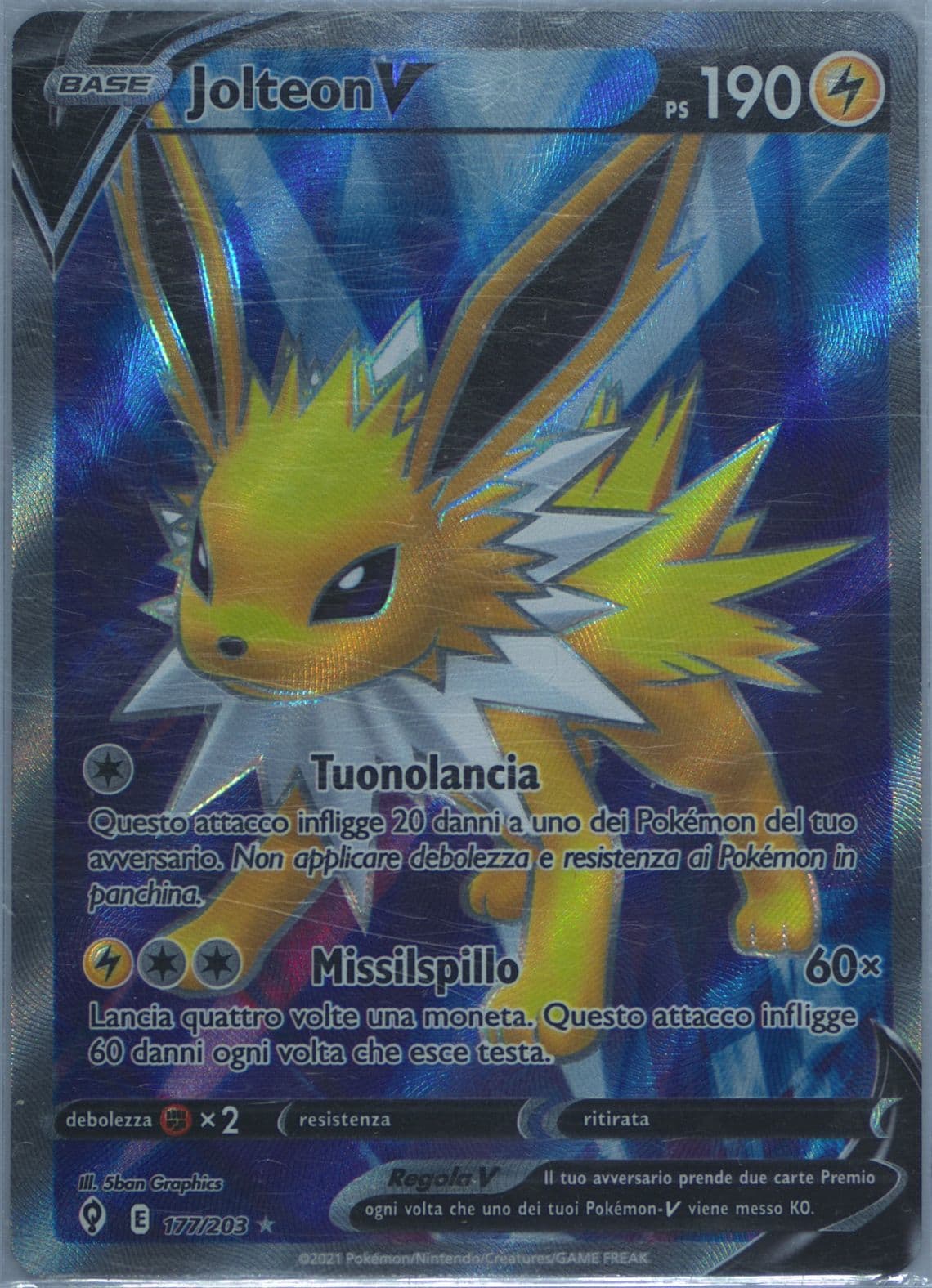 Full Art/Jolteon V Italian (177) 2021 Pokemon Sword & Shield Evolving Skies