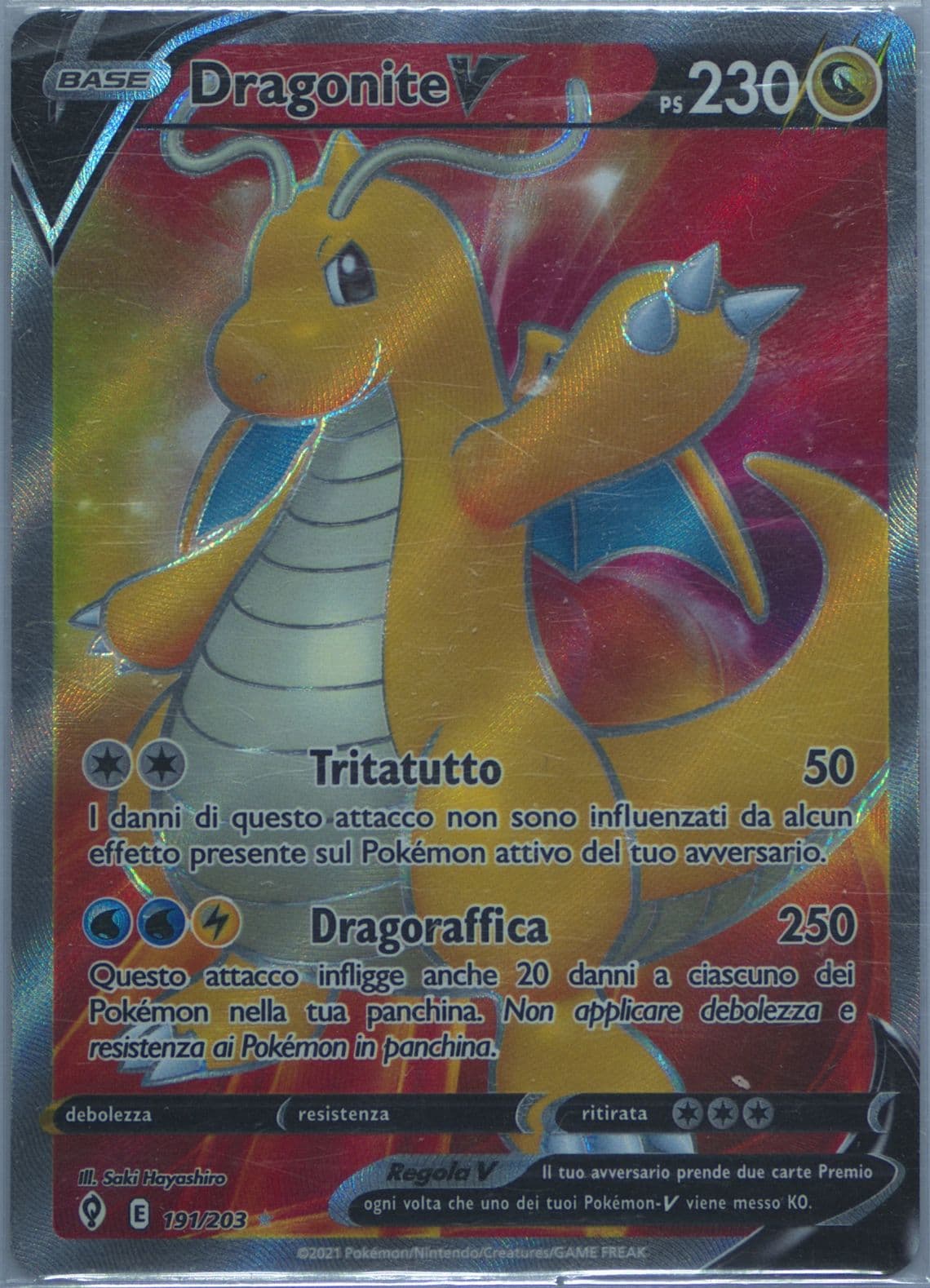 Full Art/Dragonite V Italian (191) 2021 Pokemon Sword & Shield Evolving Skies