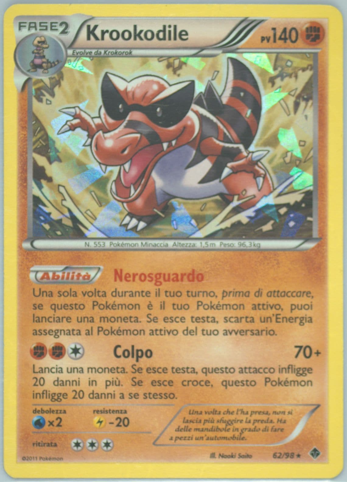 Krookodile-Holo Cracked Ice-Italian (62) 2011 Pokemon Black & White Emerging Powers