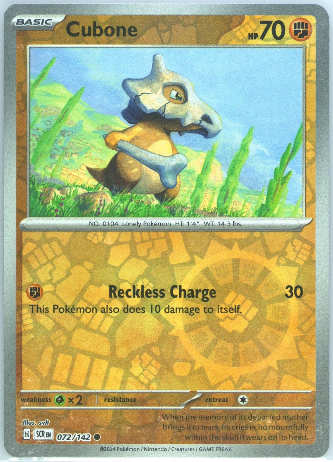 Cubone Reverse Holo (072) 2024 Pokemon Scr EN-Stellar Crown