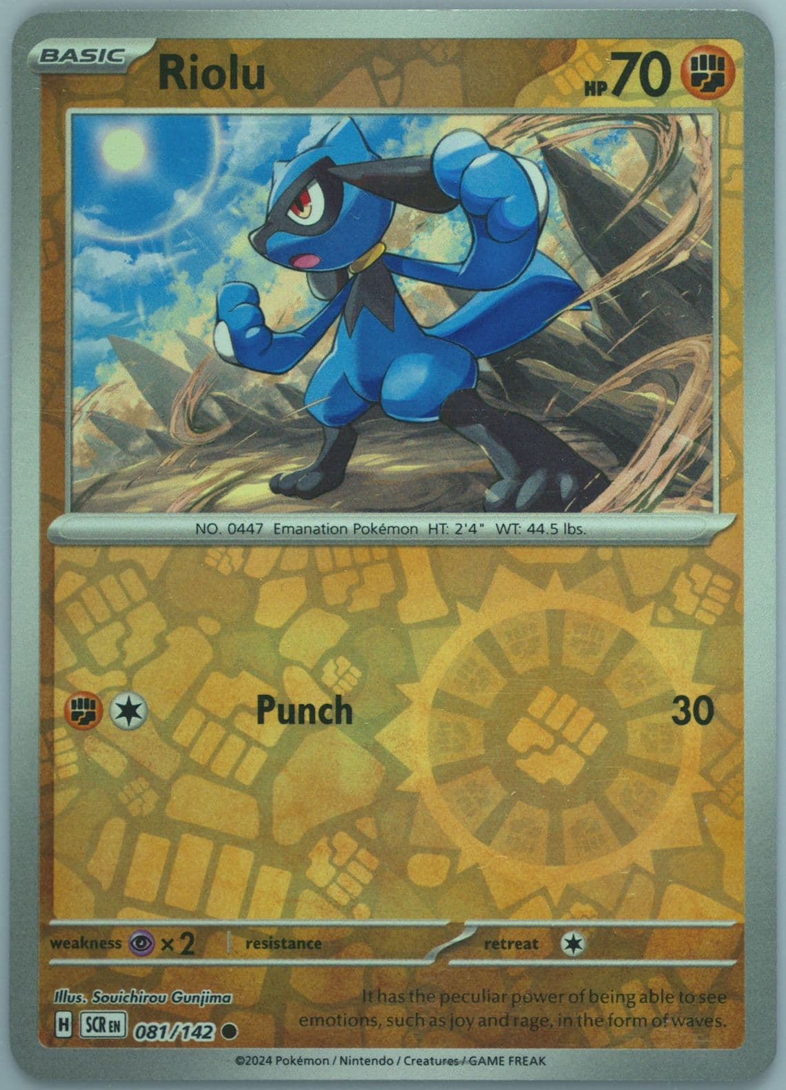 Riolu Reverse Holo (081) 2024 Pokemon Scr EN-Stellar Crown
