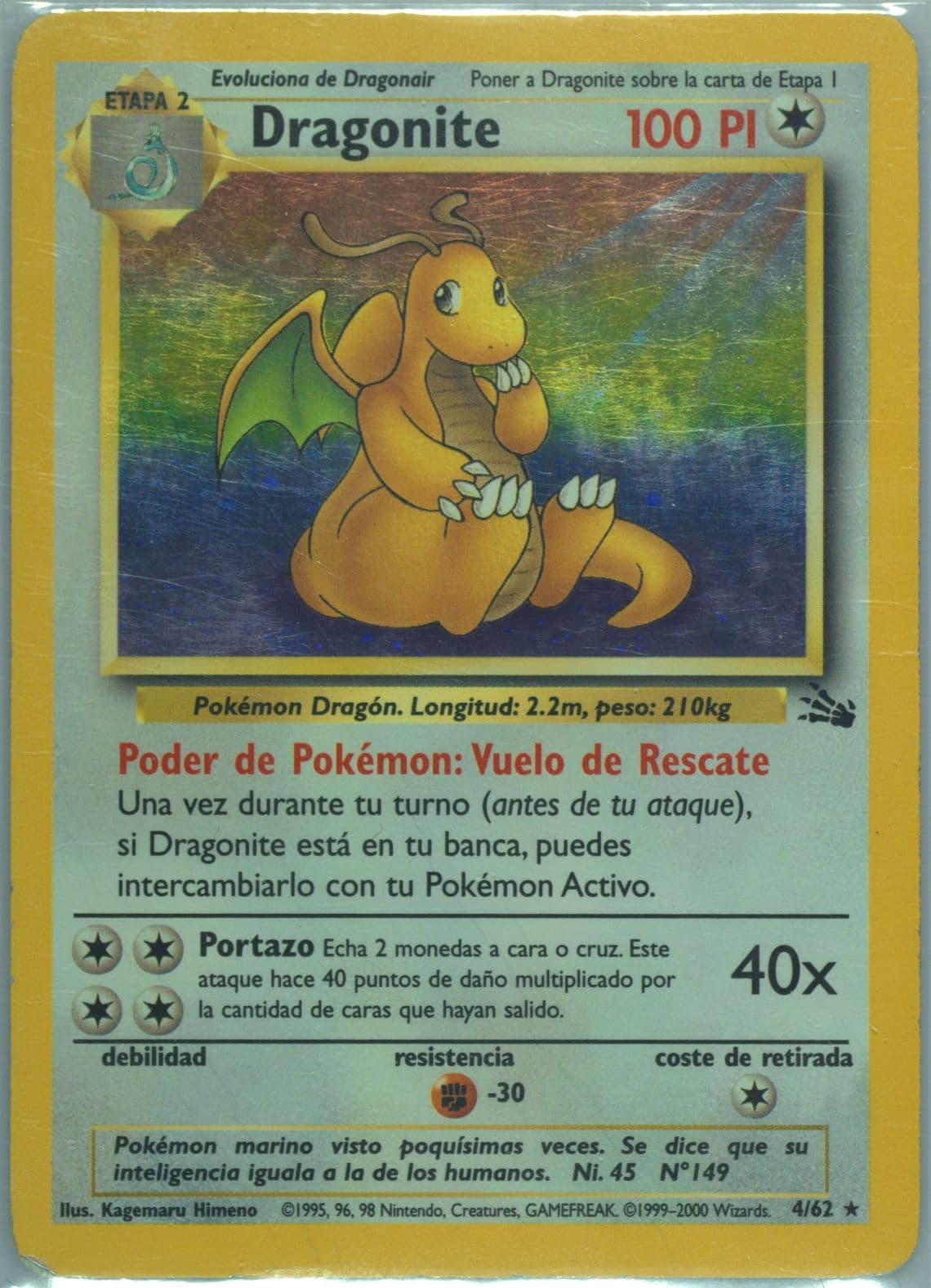 Dragonite-Holo (4) 2000 Pokemon Spanish Fossil