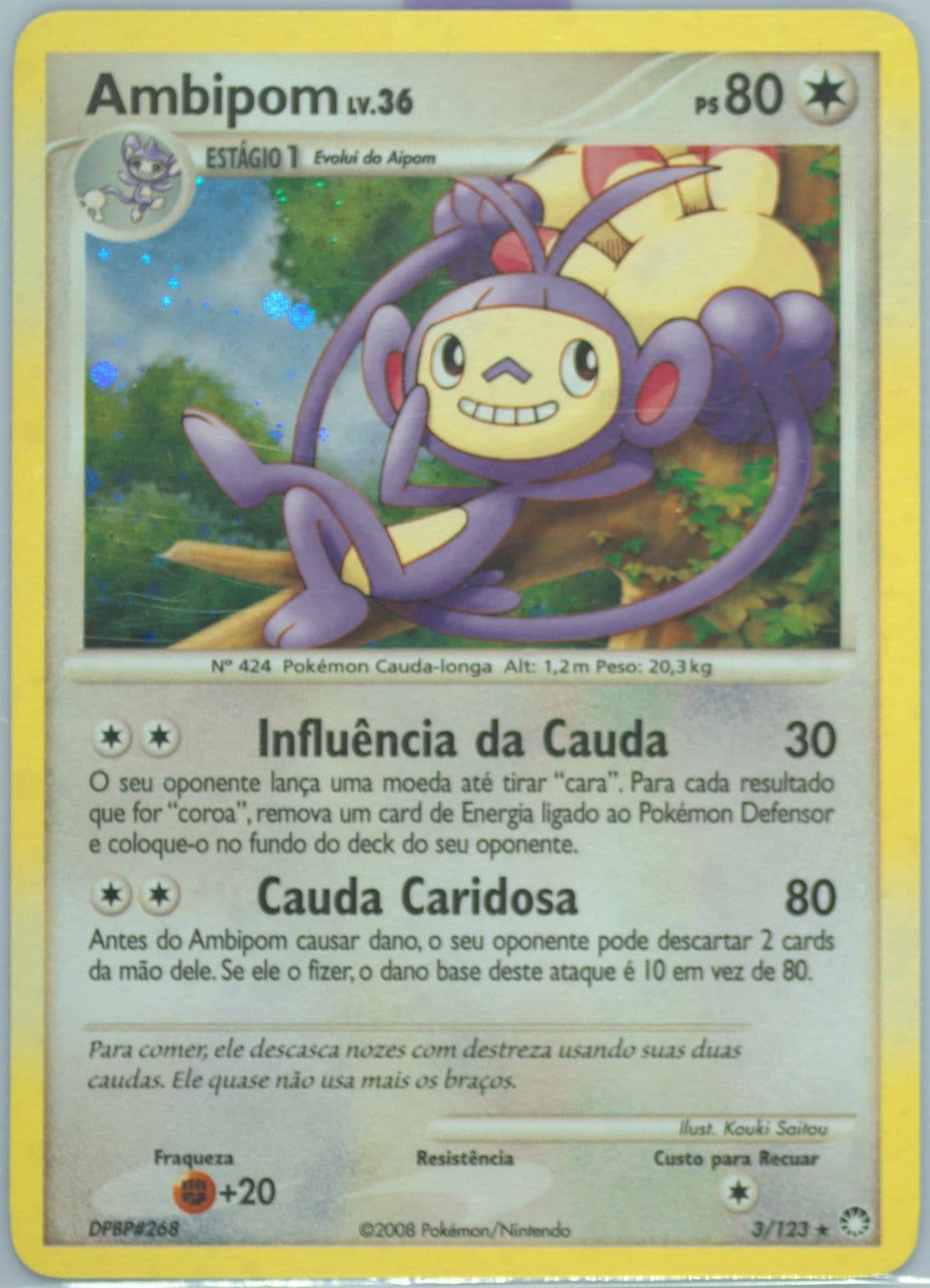 Ambipom-Holo (3) 2008 Pokemon Portuguese Diamond & Pearl Mysterious Treasures
