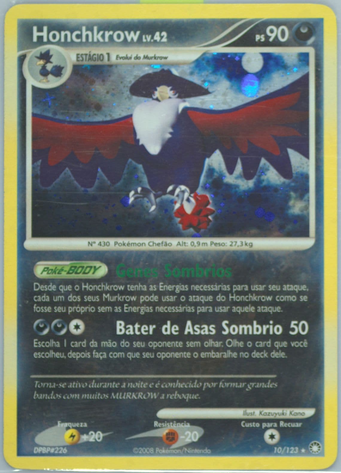 Honchkrow-Holo (10) 2008 Pokemon Portuguese Diamond & Pearl Mysterious Treasures