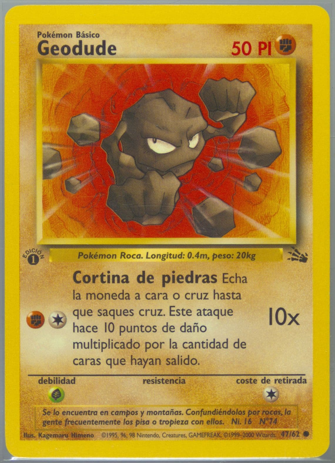 Geodude 1st Edition (47) 2000 Pokemon Spanish Fossil