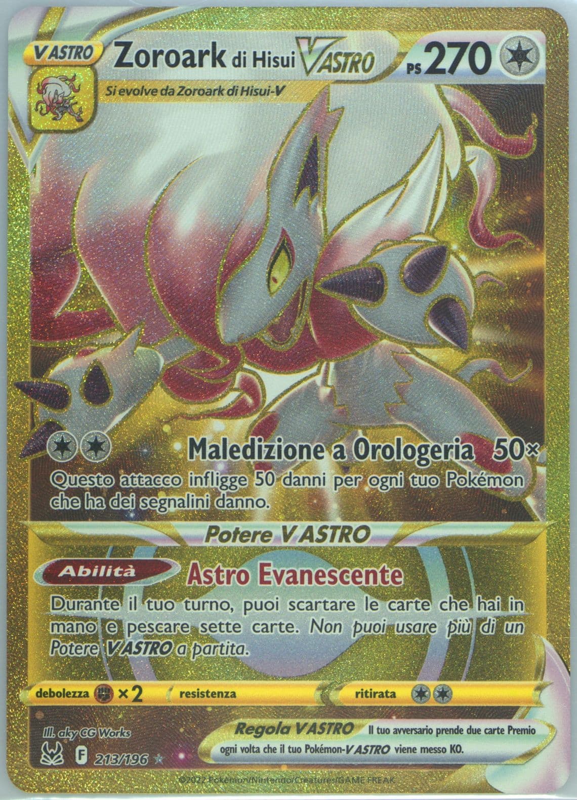 Full Art/Zoroark DI Hisui Vastro Italian-Secret (213) 2022 Pokemon Sword & Shield Lost Origin