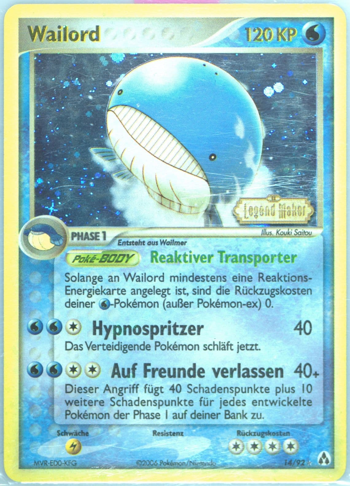 Wailord-Reverse Foil German (14) 2006 Pokemon EX Legend Maker