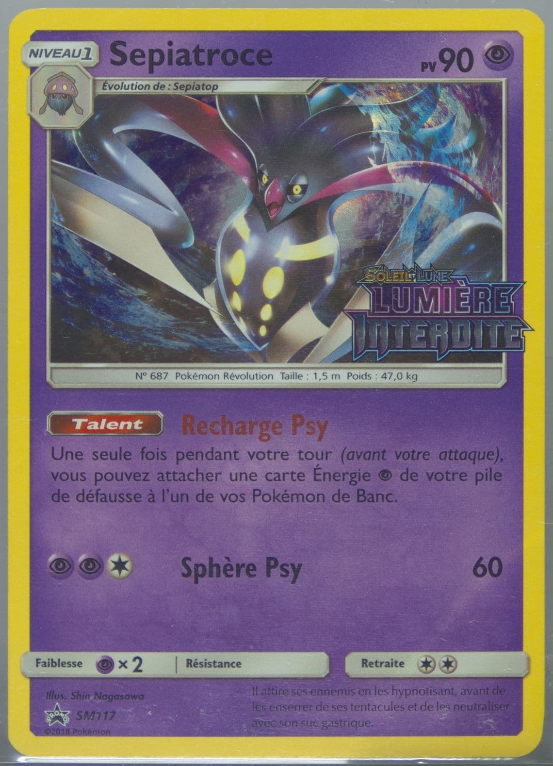 Sepiatroce-Holo Forbidden Light Prerelease-French (SM117) 2018 Pokemon SM Black Star Promo