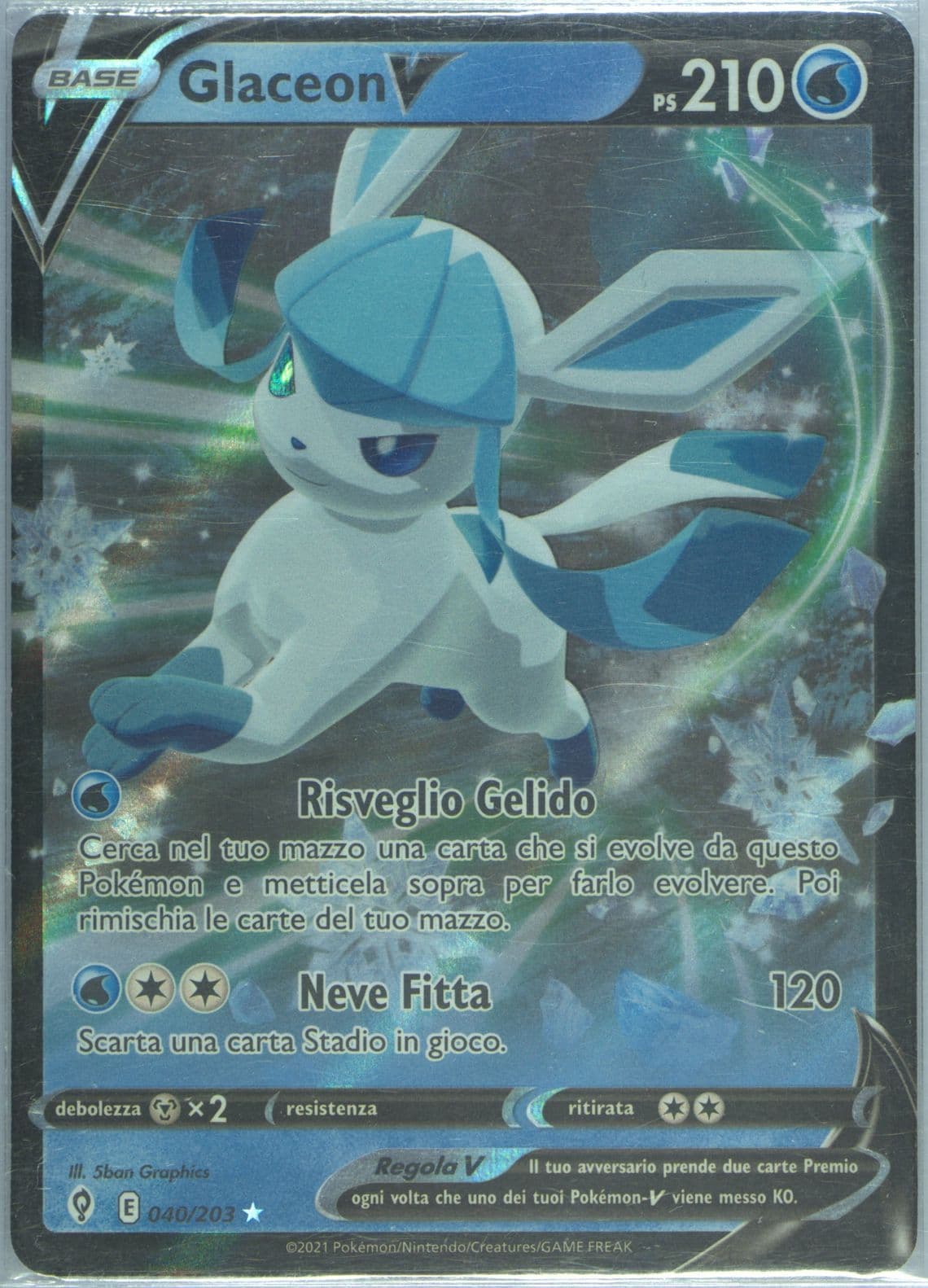 Glaceon V Italian (040) 2021 Pokemon Sword & Shield Evolving Skies