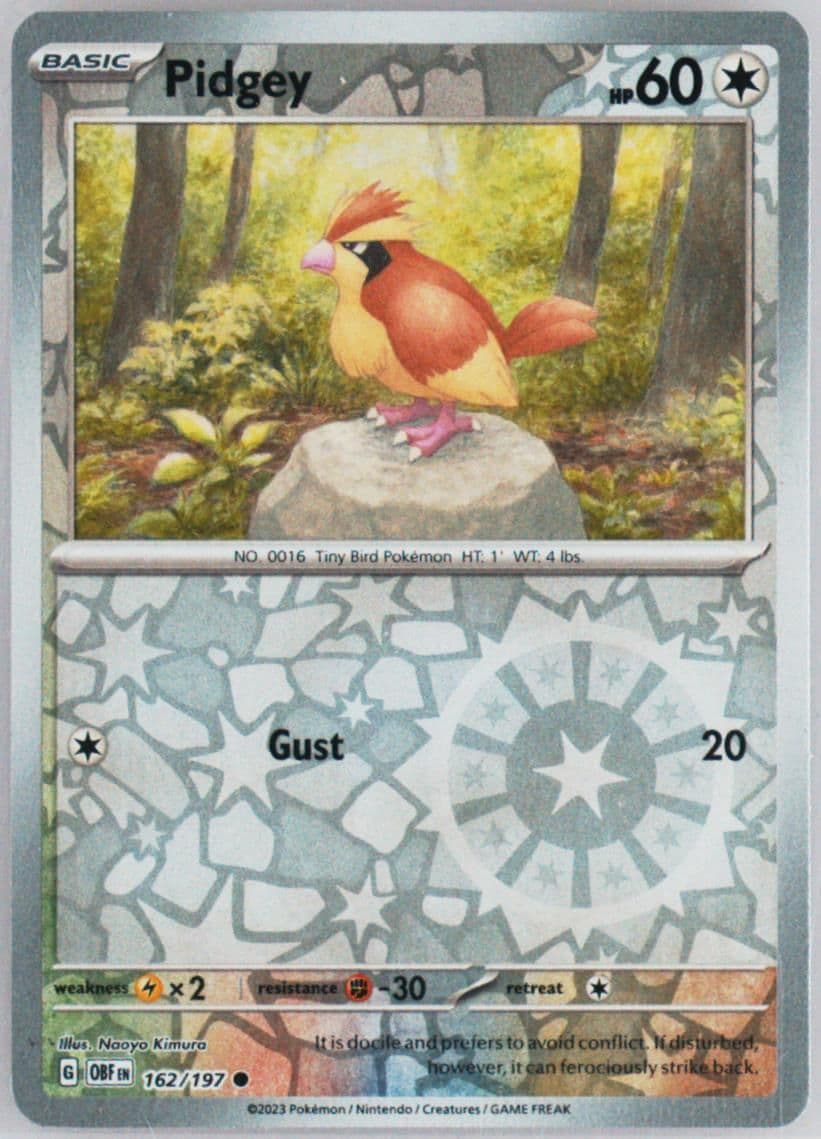 Pidgey Reverse Holo (162) 2023 Pokemon Obf EN-Obsidian Flames