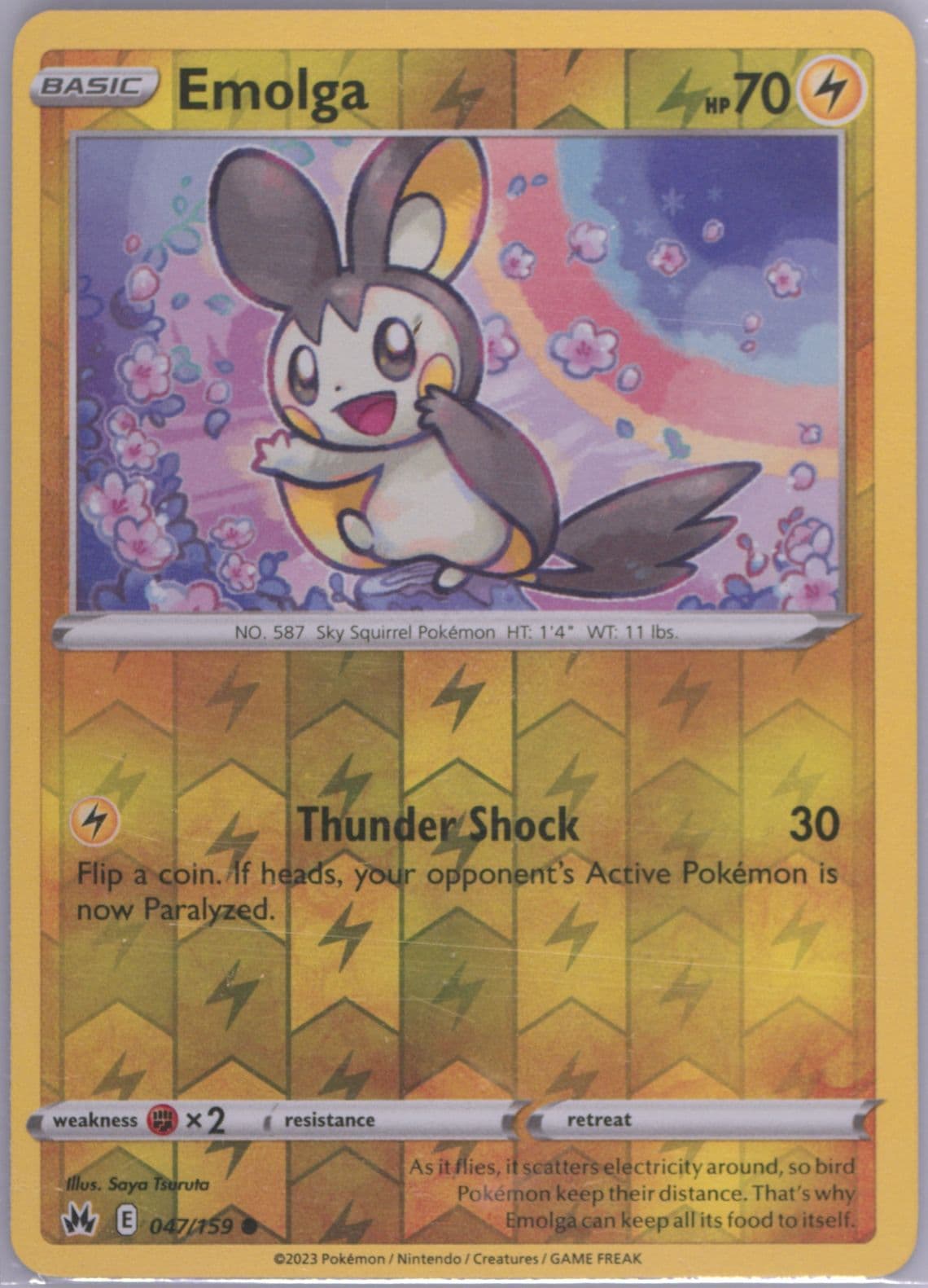 Emolga-Reverse Foil (047) 2023 Pokemon Sword and Shield Crown Zenith