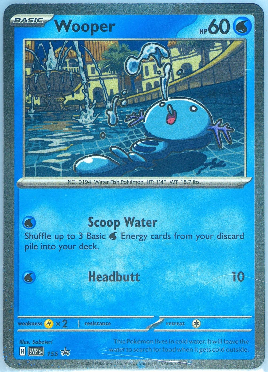 Wooper Surging Sparks Single Pack Blister (155) 2024 Pokemon Svp EN-SV Black Star Promo
