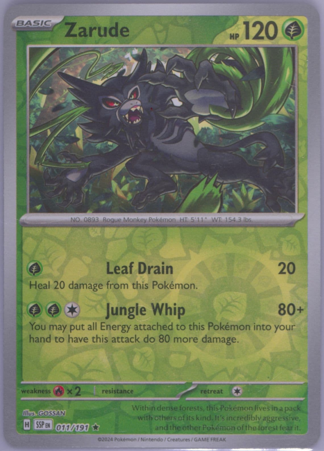 Zarude Reverse Holo (011) 2024 Pokemon Ssp EN-Surging Sparks