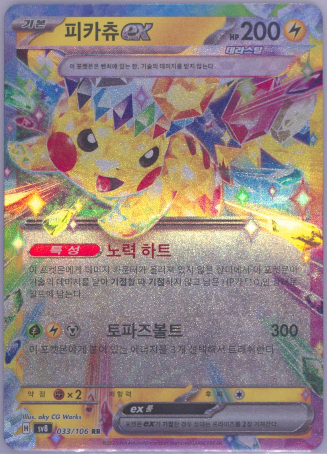 Pikachu EX (033) 2024 Pokemon Korean SV8-Super Electric Breaker