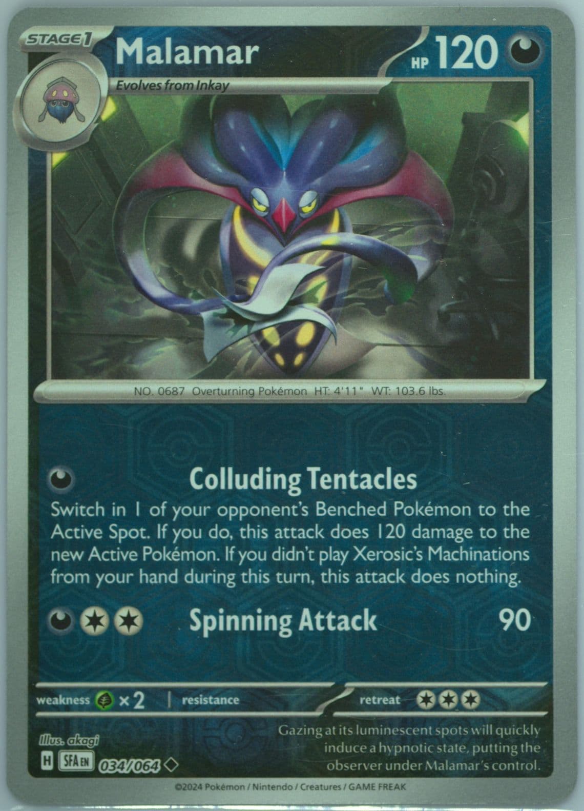 Malamar Reverse Holo (034) 2024 Pokemon Sfa EN-Shrouded Fable