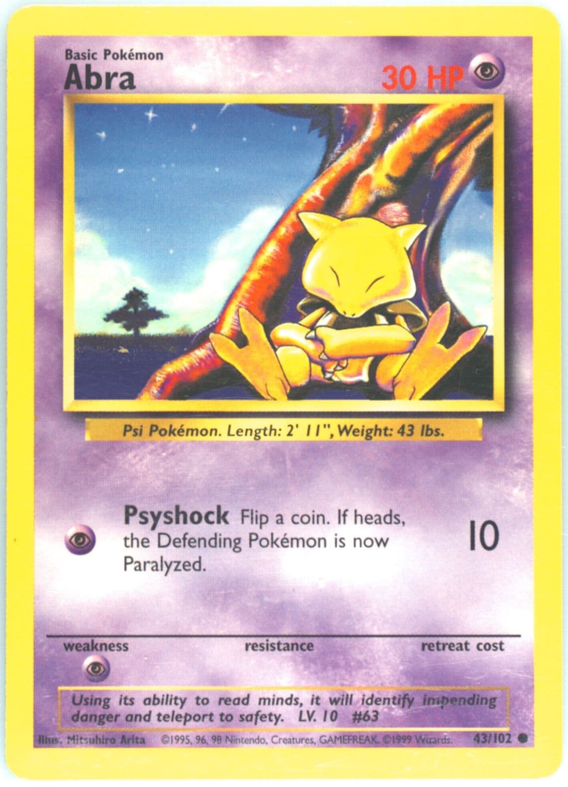 Abra (43) 1999 Pokemon Game