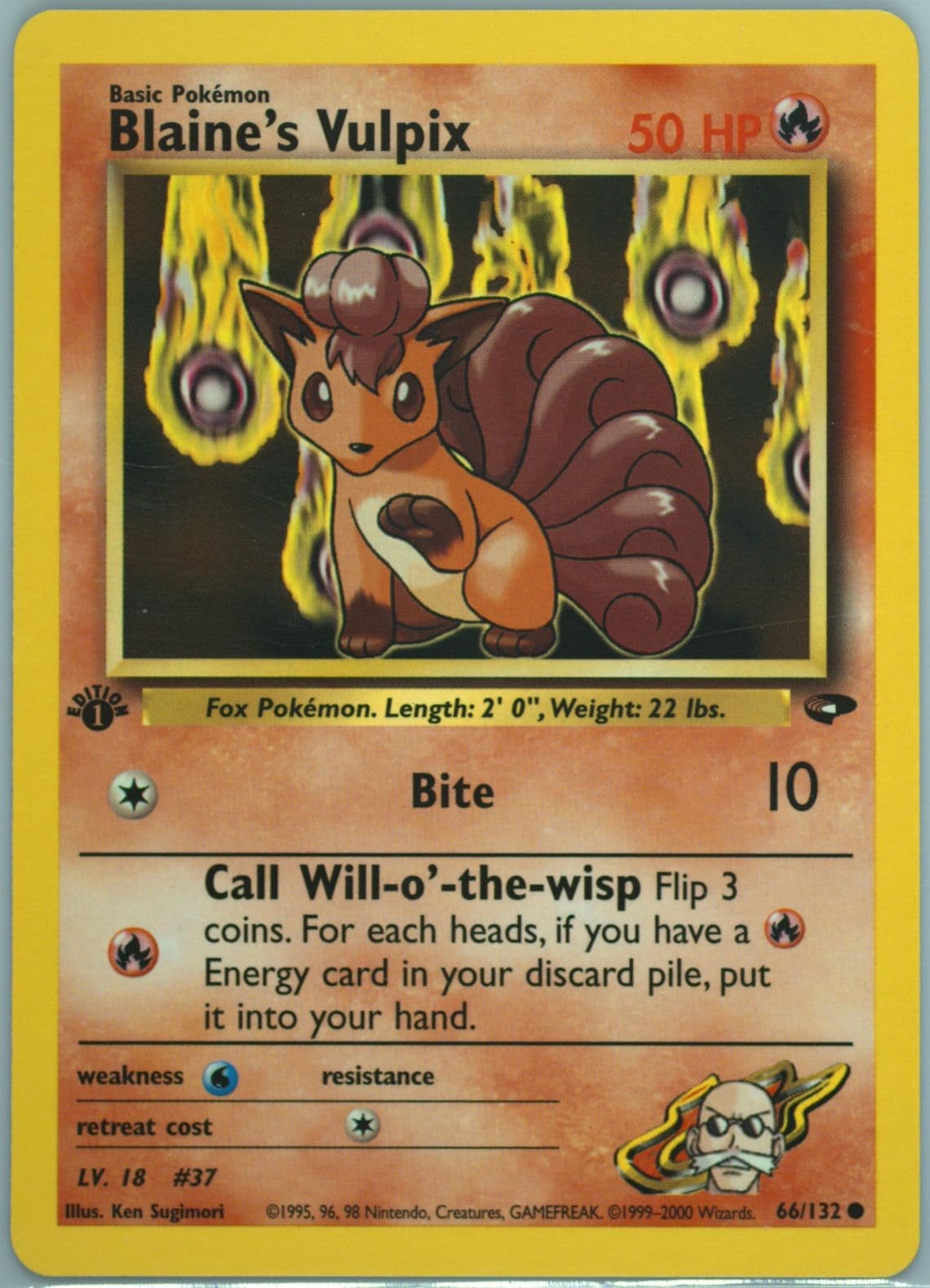 Blaine's Vulpix 1st Edition (66) 2000 Pokemon Gym Challenge