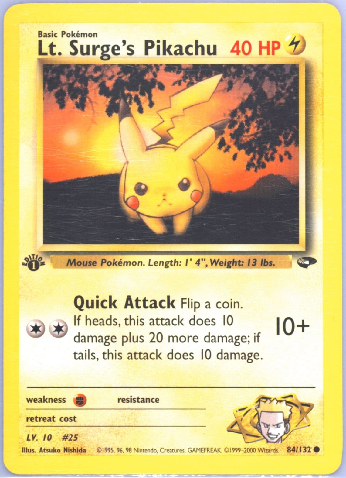 LT. Surge's Pikachu 1st Edition (84) 2000 Pokemon Gym Challenge