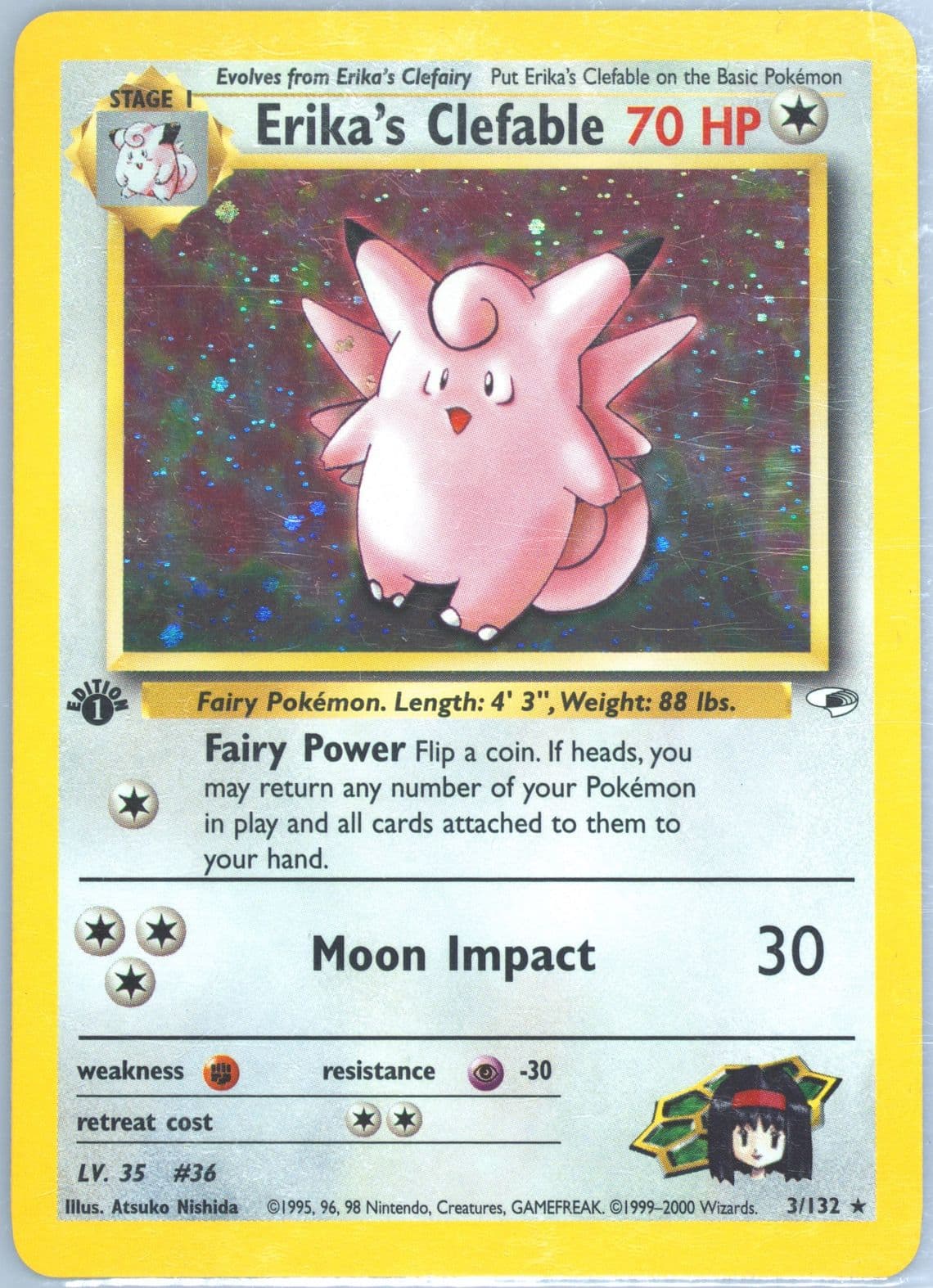 Erika's Clefable Holo-1st Edition (3) 2000 Pokemon Gym Heroes