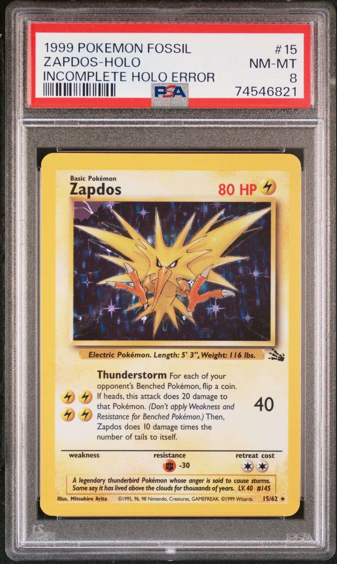 Zapdos-Holo (15) 1999 Pokemon Fossil