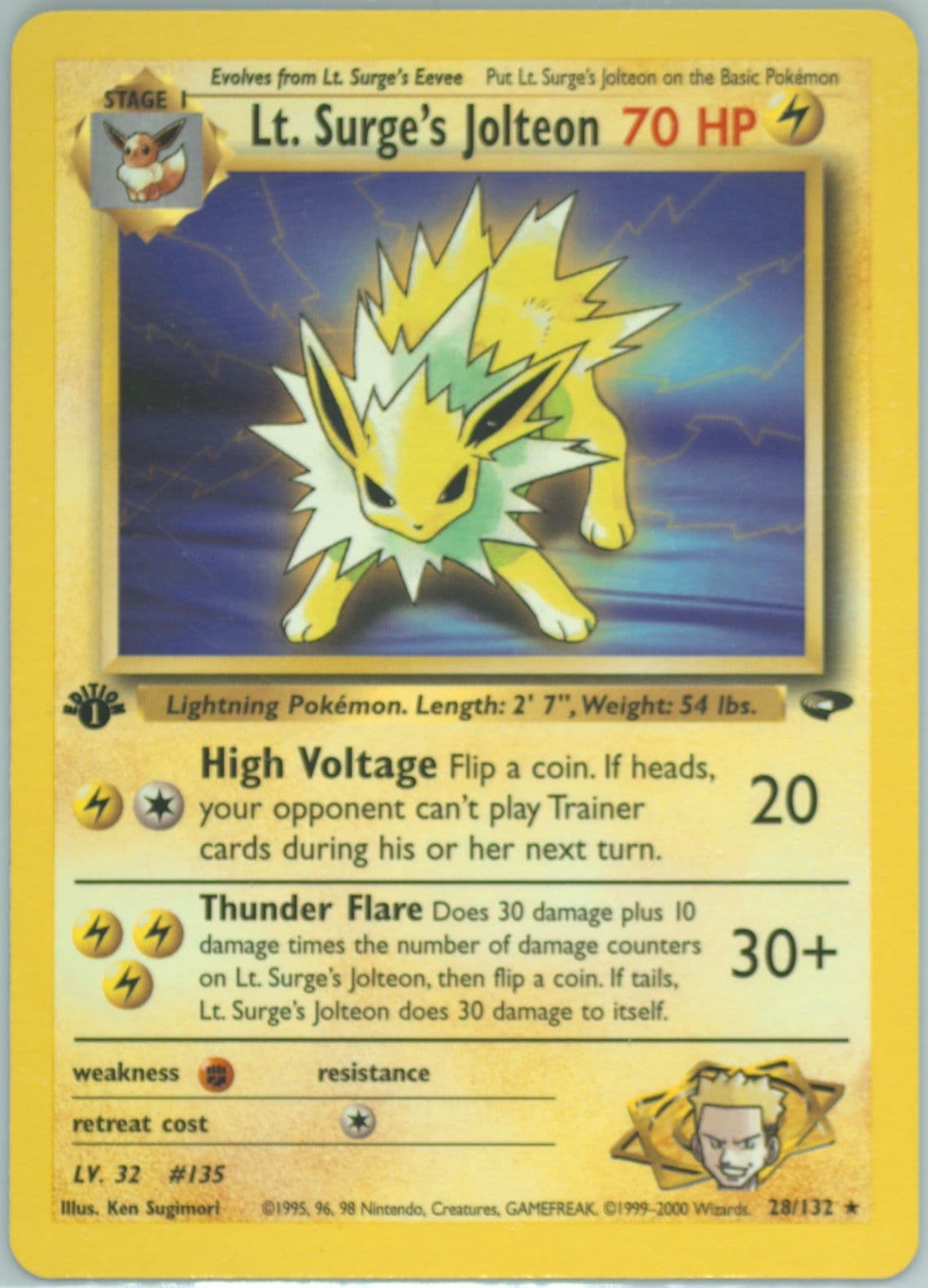 LT. Surge's Jolteon 1st Edition (28) 2000 Pokemon Gym Challenge