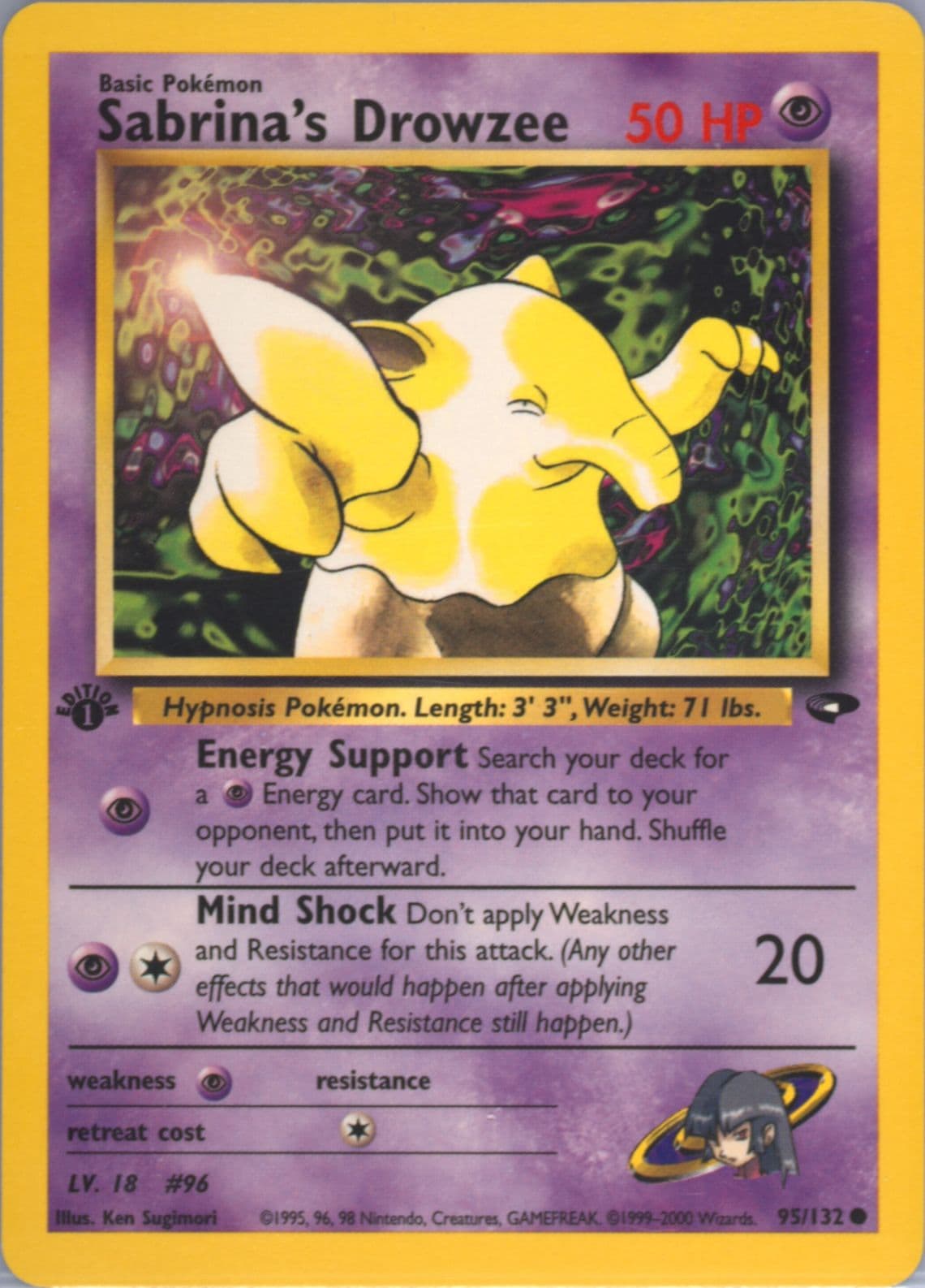 Sabrina's Drowzee 1st Edition (95) 2000 Pokemon Gym Challenge