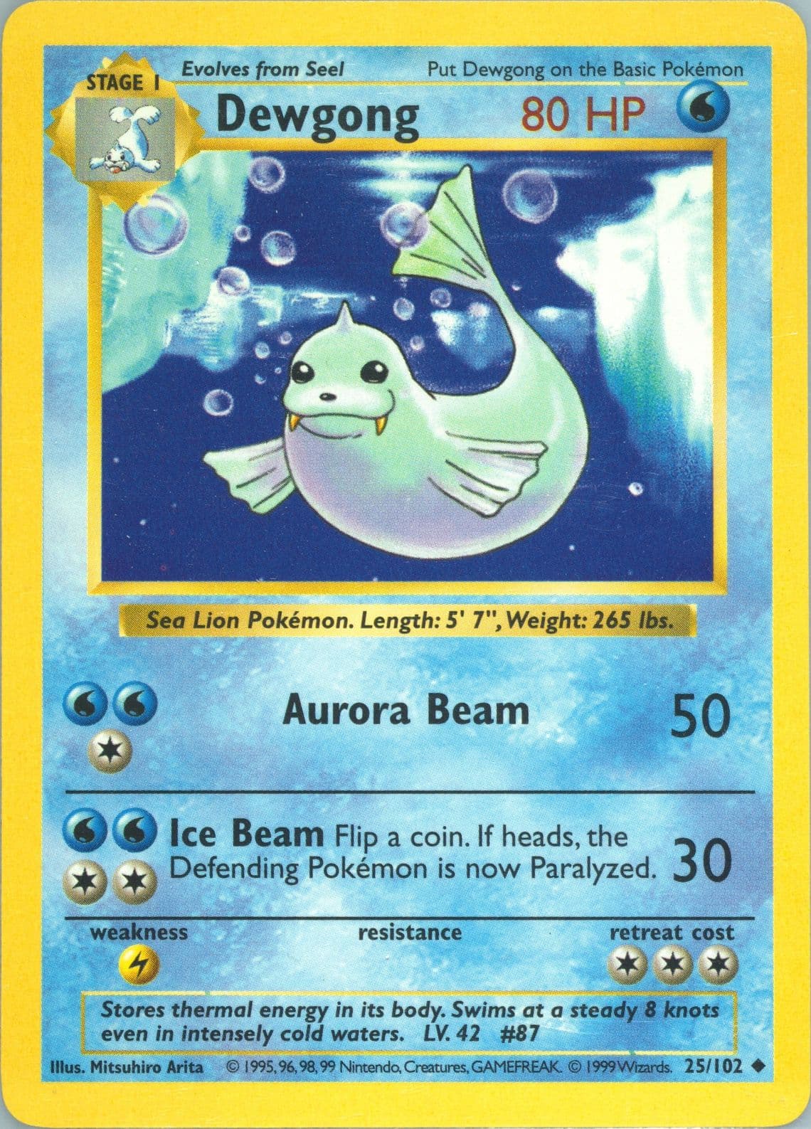 Dewgong Shadowless (25) 1999 Pokemon Game