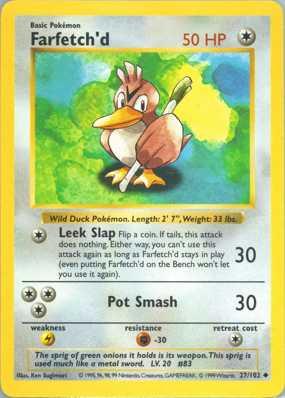 Farfetch'd Shadowless (27) 1999 Pokemon Game