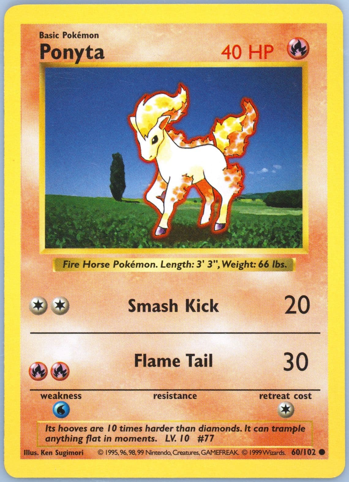 Ponyta Shadowless (60) 1999 Pokemon Game