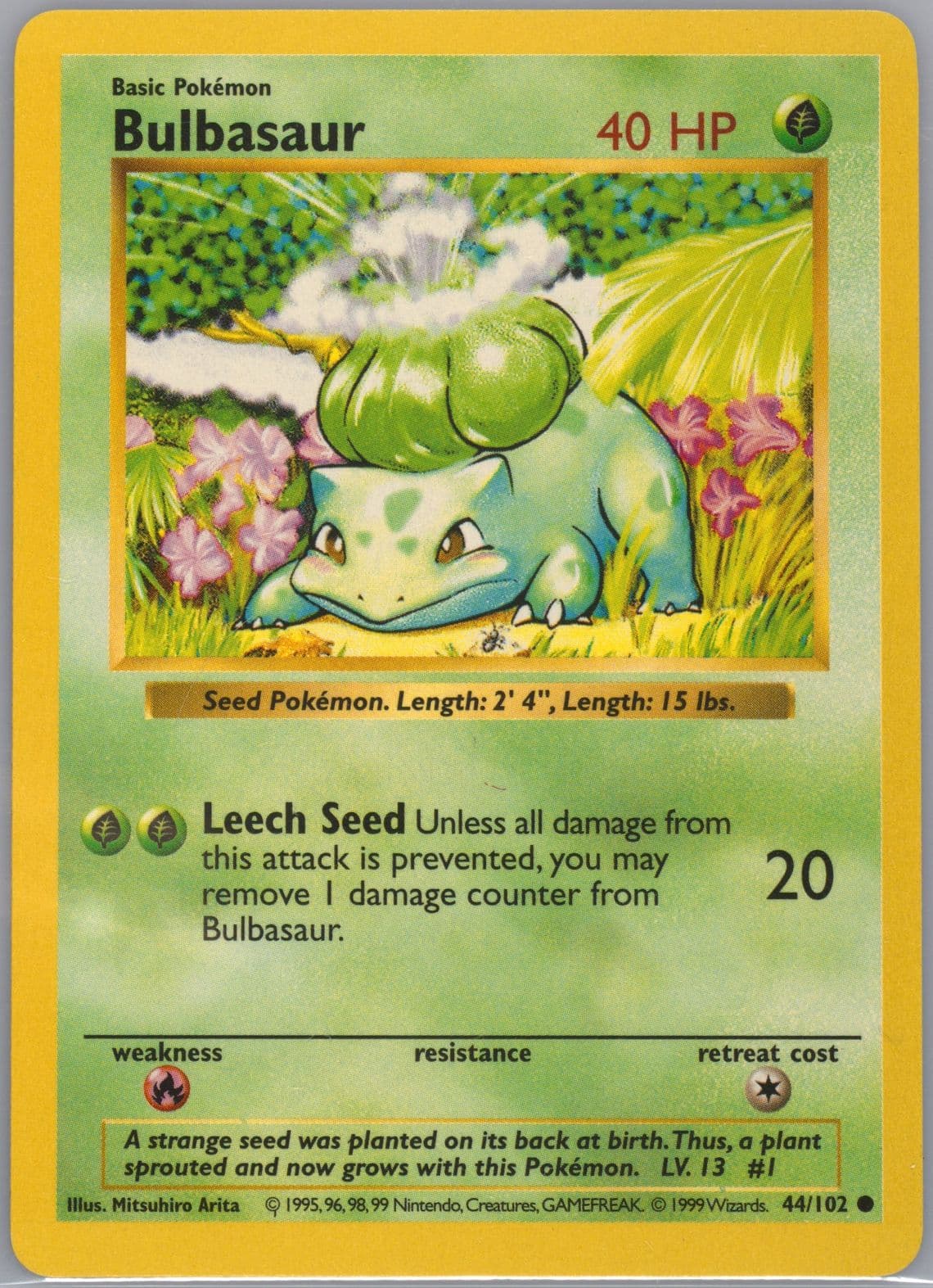 Bulbasaur Shadowless (44) 1999 Pokemon Game