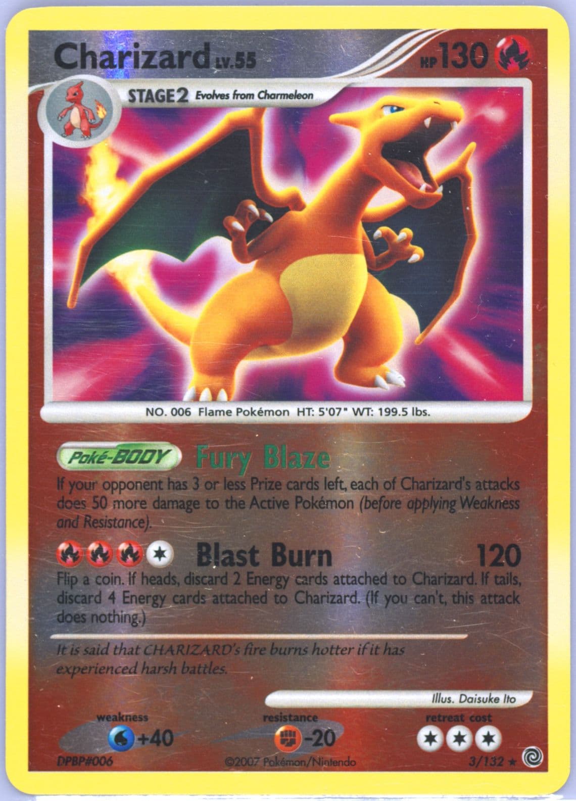Charizard-Reverse Foil (3) 2007 Pokemon Diamond & Pearl Secret Wonders