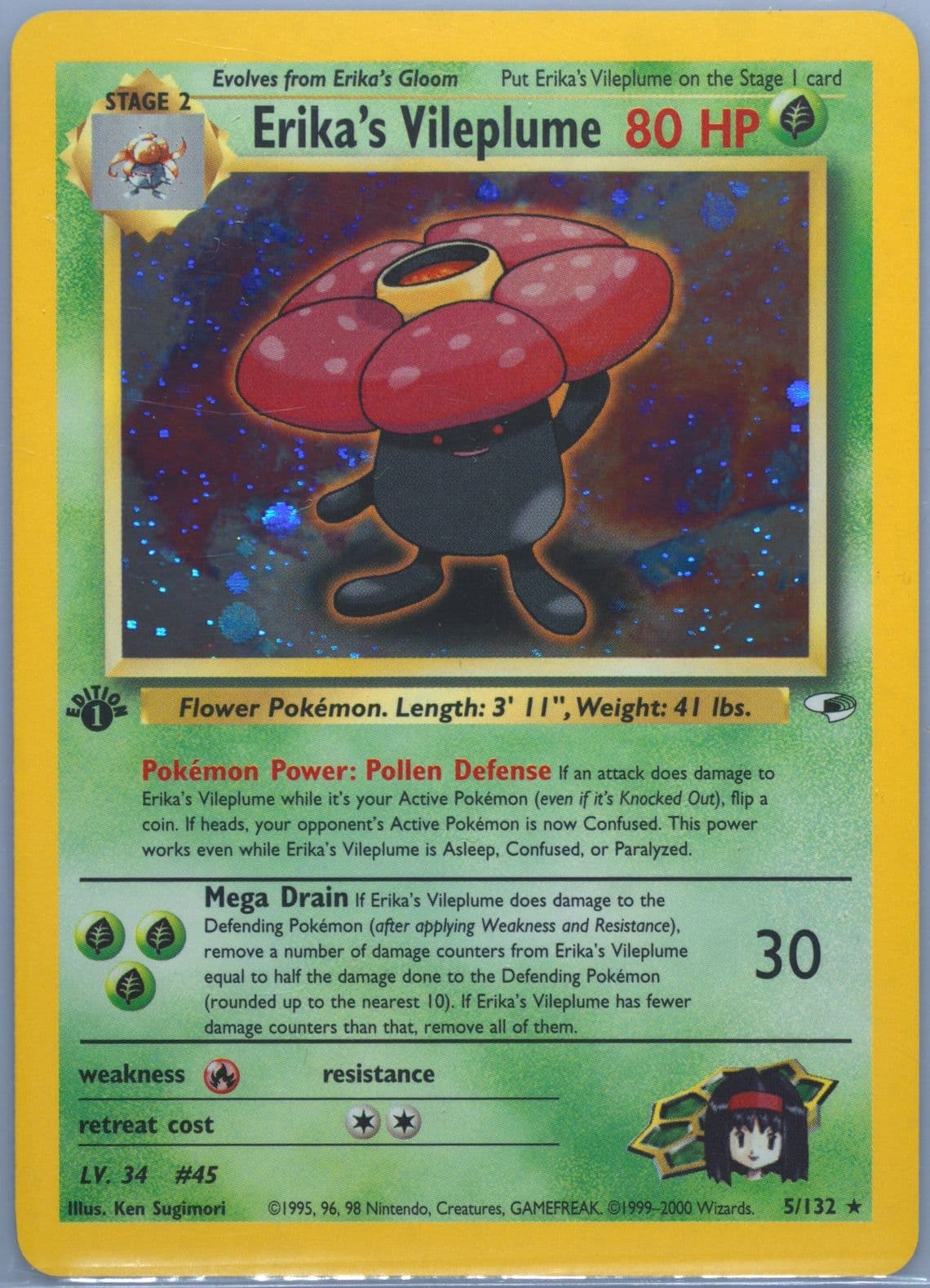 Erika's Vileplume Holo-1st Edition (5) 2000 Pokemon Gym Heroes