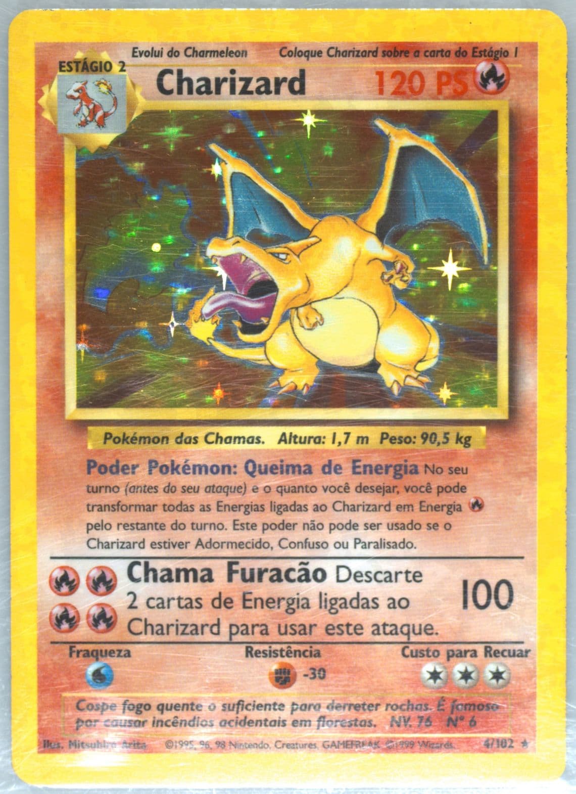 Charizard-Holo (4) 1999 Pokemon Portuguese